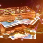 Illustrazione di segni zodiacali circondati da simboli di denaro e fortuna.