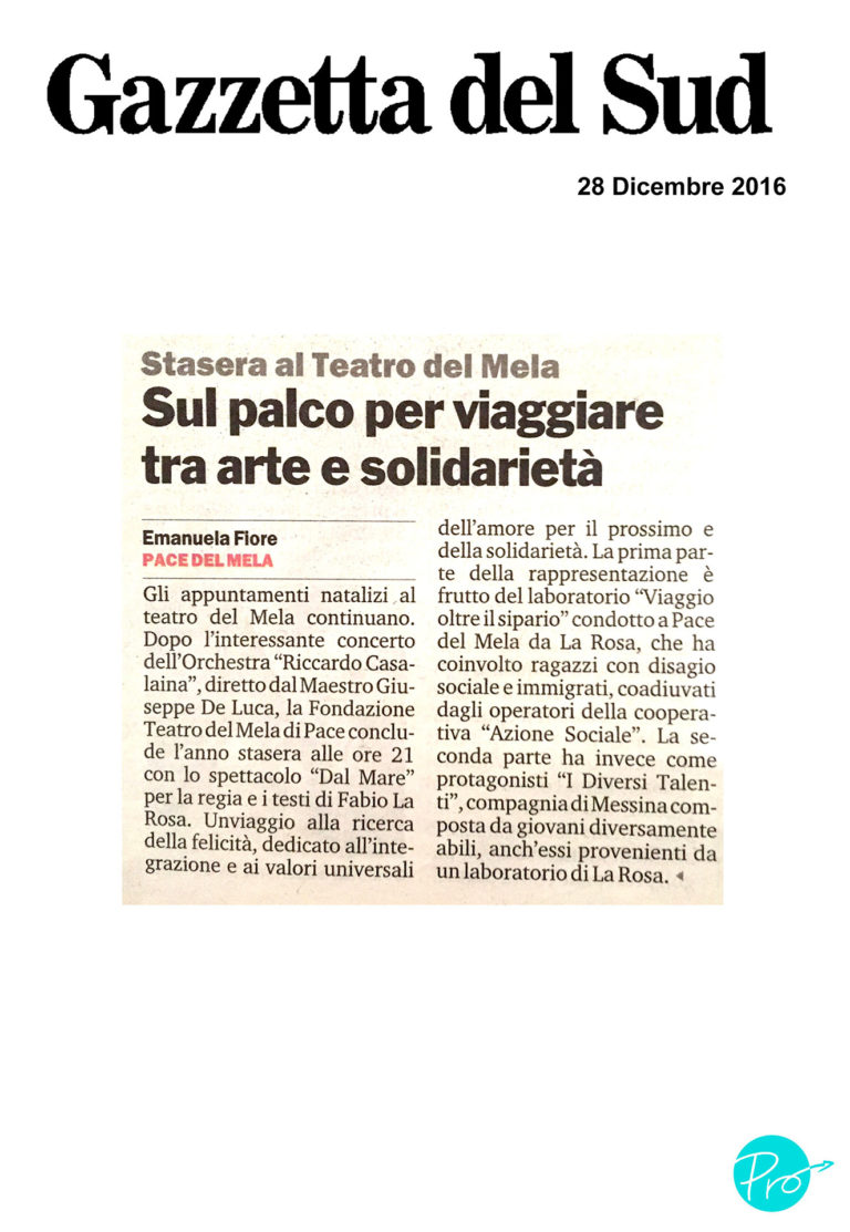 Sul palco per viaggiare tra Arte e Solidarietà – 28 dicembre 2016