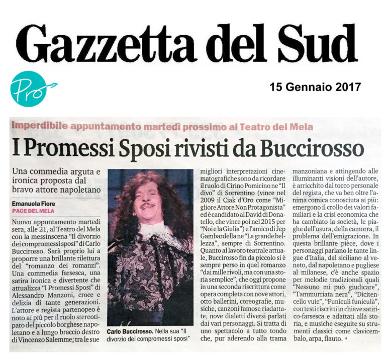 I Promessi Sposi rivisti da Buccirosso – 15 gennaio 2017