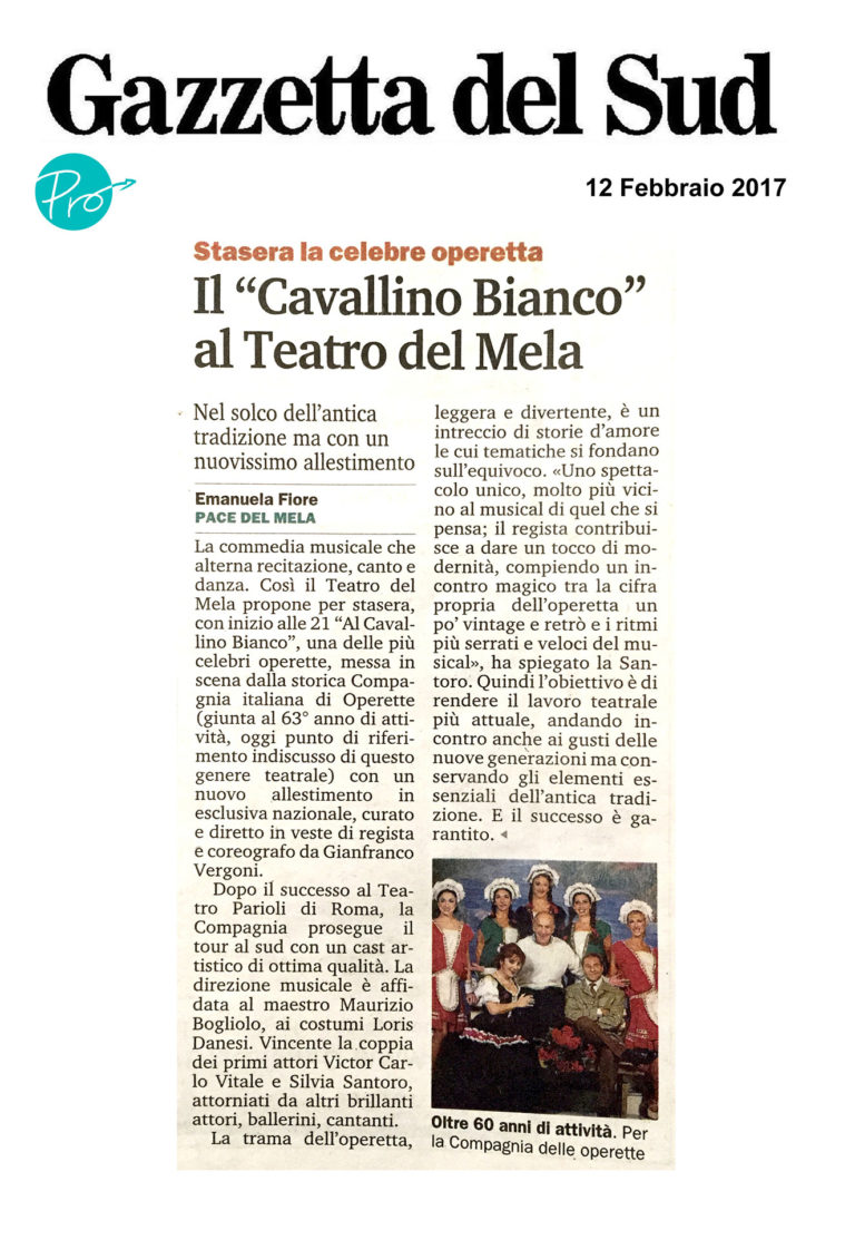 Il “Cavallino Bianco” al Teatro del Mela – 12 febbraio 2017